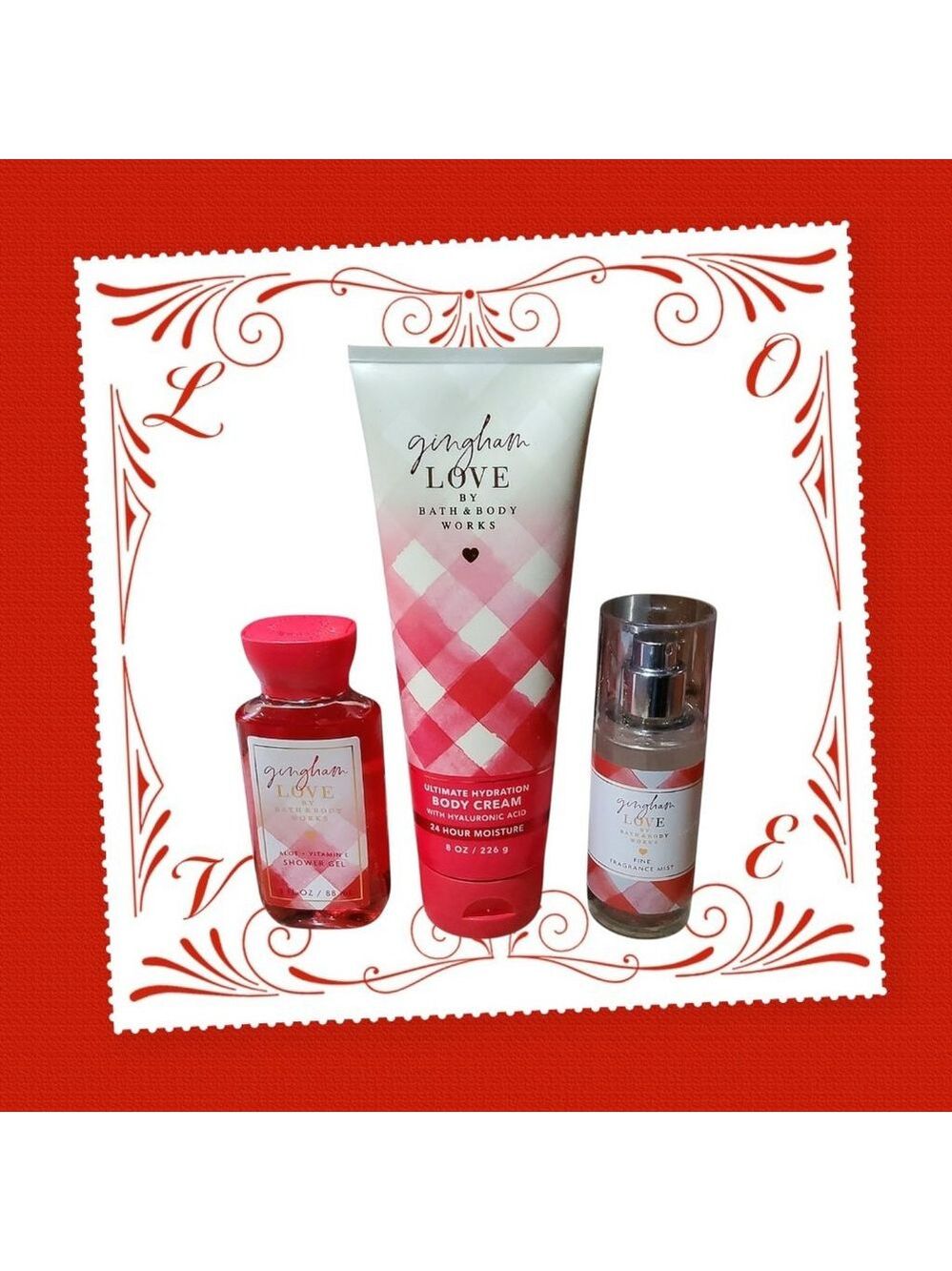 BATH AND BODY WORKS GINGHAM LOVE SHOWER GEL BODY CREAM MIST
